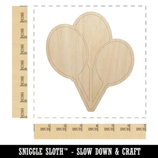 Birthday Balloons Trio Unfinished Wood Shape Piece Cutout for DIY Craft Projects {1}