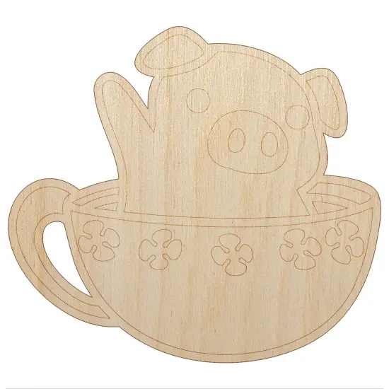Teacup Pig Unfinished Wood Shape Piece Cutout for DIY Craft Projects {7}