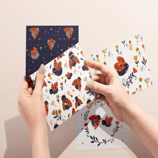 Ladybug Greeting Cards | Assorted Note Card Stationery Pack | Eco Friendly 12, 24 Cards {5}