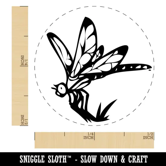 Perched Dragonfly Dasher Darner Insect Self-Inking Rubber Stamp for Stamping Crafting Planners Yellow {1}