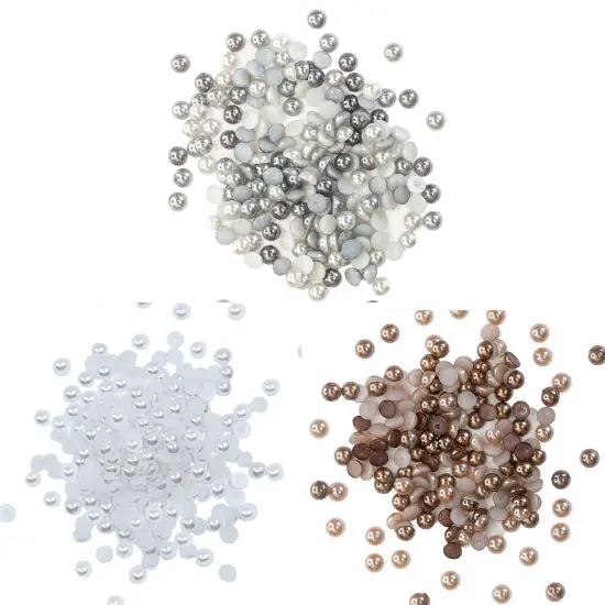 Buttons Galore Flat Back Pearls for DIY Crafts - Three Neutral Colors 350 Pieces {2}