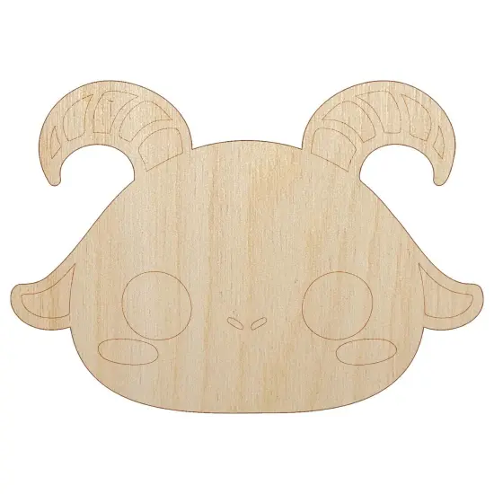 Charming Kawaii Chibi Goat Face Blushing Cheeks Unfinished Wood Shape Piece Cutout for DIY Craft Projects {7}