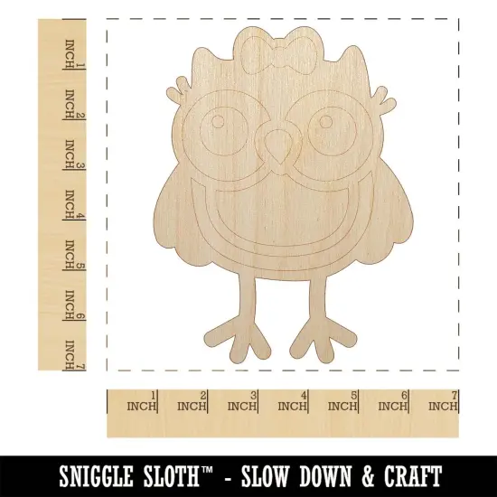 Cute Girl Owl with Bow Unfinished Wood Shape Piece Cutout for DIY Craft Projects {1}
