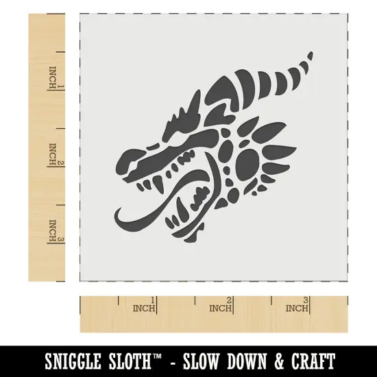 Dragon Head Side View with Tongue Out Wall Cookie DIY Craft Reusable Stencil {6}
