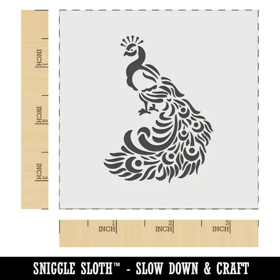 Peacock with Draping Tail Feathers Wall Cookie DIY Craft Reusable Stencil {6}