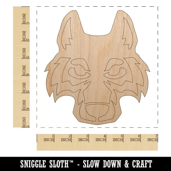 Wolf Head Unfinished Wood Shape Piece Cutout for DIY Craft Projects {1}