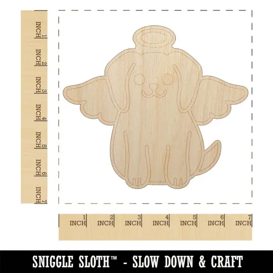 Dog Angel Unfinished Wood Shape Piece Cutout for DIY Craft Projects {1}