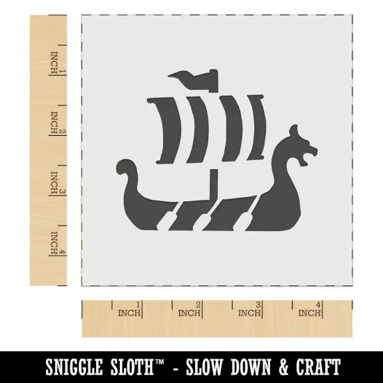 Viking Dragon Headed Longboat Ship with Sails Wall Cookie DIY Craft Reusable Stencil {6}