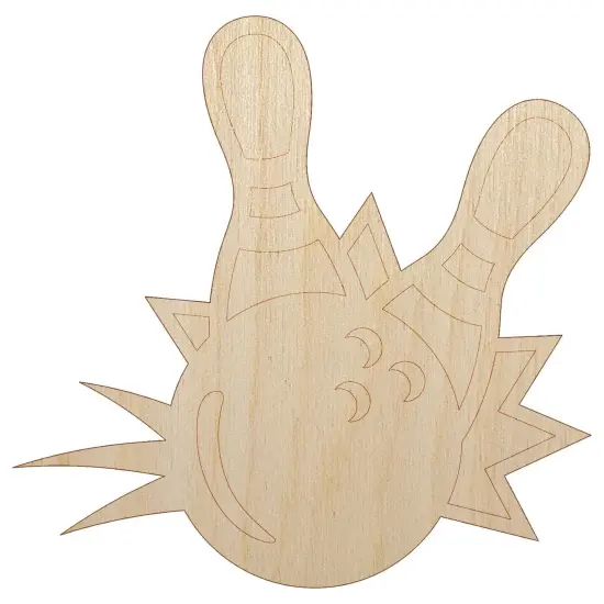 Bowling Ball Knocking Down Pins Unfinished Wood Shape Piece Cutout for DIY Craft Projects {7}