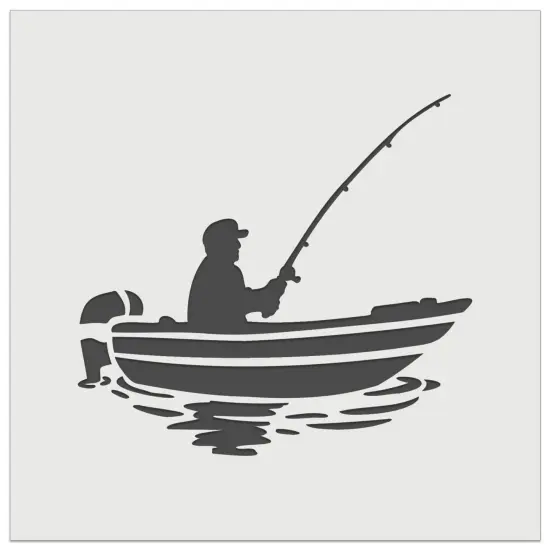 Fisherman in Fishing Boat Wall Cookie DIY Craft Reusable Stencil {2}