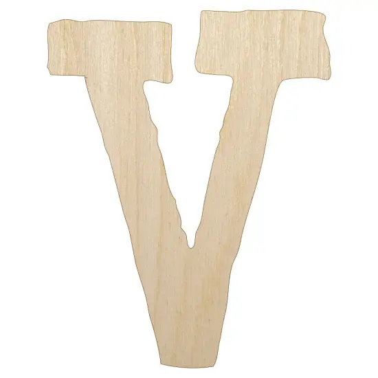 Letter V Uppercase Cute Typewriter Font Unfinished Wood Shape Piece Cutout for DIY Craft Projects {1}