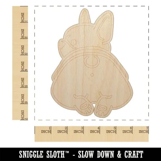 Frenchie from Behind Butt French Bulldog Dog Unfinished Wood Shape Piece Cutout for DIY Craft Projects {1}