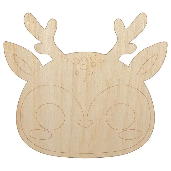 Charming Kawaii Chibi Deer Face Blushing Cheeks Unfinished Wood Shape Piece Cutout for DIY Craft Projects {7}