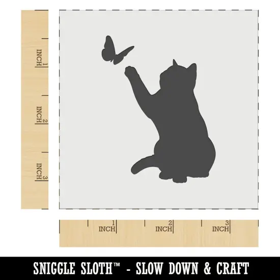 Cat Playing with Butterfly Wall Cookie DIY Craft Reusable Stencil {6}