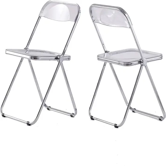 ISL Furnishings The Lux Modern Acrylic-Like Folding Chair 2, Transparent/Silver {1}