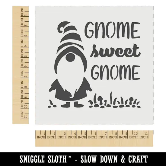 Gnome Sweet Gnome Home Striped Hat Wall Cookie DIY Craft Reusable Stencil {1}