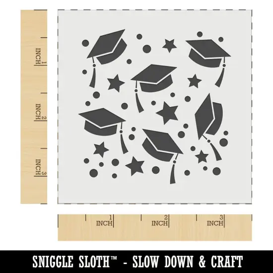 Graduation Caps Repeating Pattern Wall Cookie DIY Craft Reusable Stencil {5}