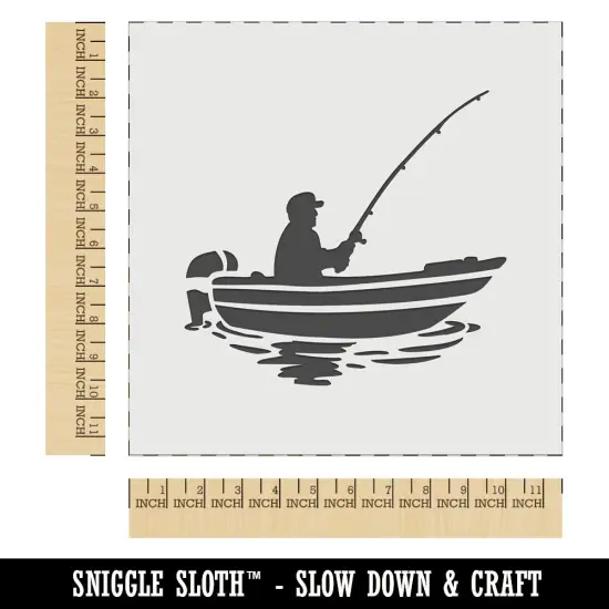 Fisherman in Fishing Boat Wall Cookie DIY Craft Reusable Stencil {1}