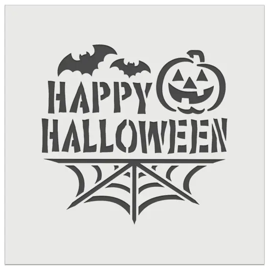 Happy Halloween Bats Spider Web Jack-O'-LanternWall Cookie DIY Craft Reusable Stencil {2}