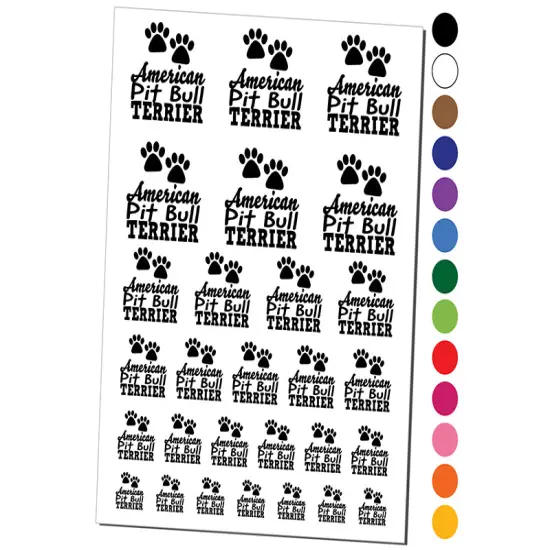 American Pit Bull Terrier Dog Paw Prints Fun Text Temporary Tattoo Water Resistant Fake Body Art Set Collection Hot Pink {1}