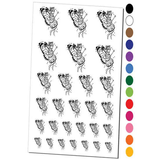 Cute Butterfly Pixie Fairy Girl Temporary Tattoo Water Resistant Fake Body Art Set Collection Light Green {1}