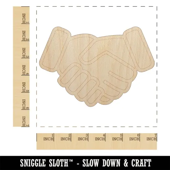 Shaking Hands Agreement Icon Unfinished Wood Shape Piece Cutout for DIY Craft Projects {1}