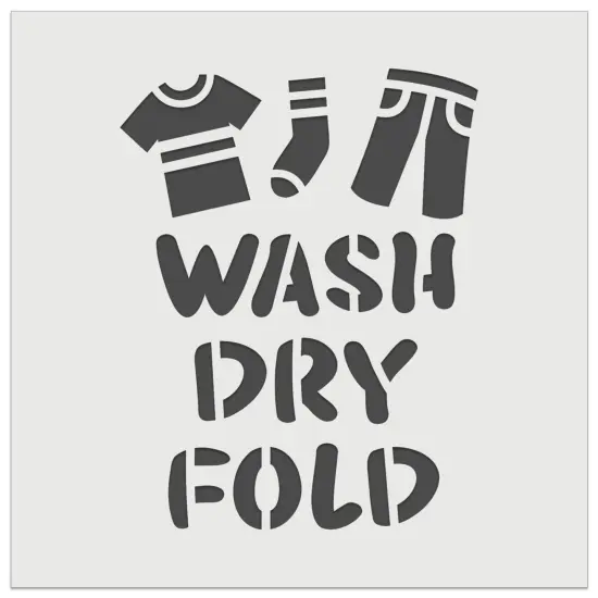 Laundry Wash Dry Fold Wall Cookie DIY Craft Reusable Stencil {2}