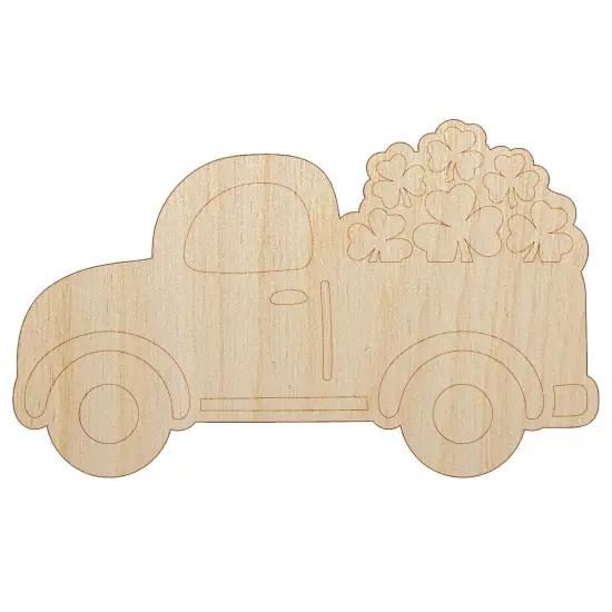 Cute Truck with Shamrocks Luck St. Patrick's Day Unfinished Wood Shape Piece Cutout for DIY Craft Projects {2}