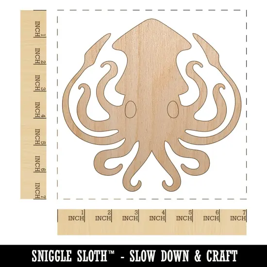 Inky Squid with Tentacles Unfinished Wood Shape Piece Cutout for DIY Craft Projects {1}