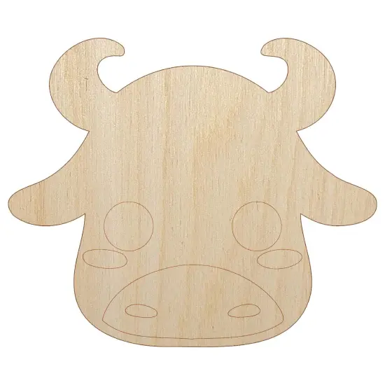 Charming Kawaii Chibi Bull Face Blushing Cheeks Unfinished Wood Shape Piece Cutout for DIY Craft Projects {7}