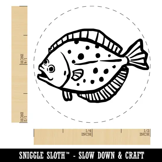 Flounder Halibut Flat Spotted Fish Self-Inking Rubber Stamp for Stamping Crafting Planners Yellow {1}