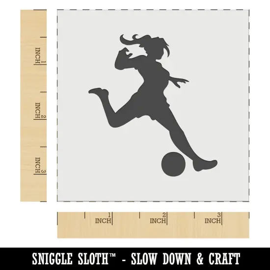 Soccer Player Woman Kicking Ball Association Football Wall Cookie DIY Craft Reusable Stencil {6}