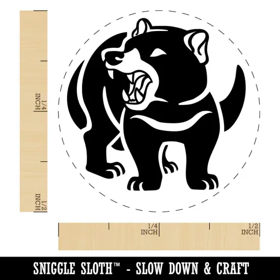 Tasmanian Devil Growling Self-Inking Rubber Stamp for Stamping Crafting Planners Green {1}