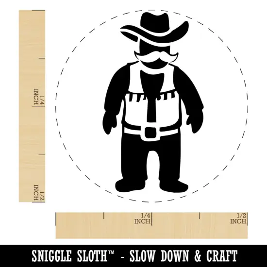 Cowboy Rancher with Mustache Hat and Vest Self-Inking Rubber Stamp Ink Stamper for Stamping Crafting Planners Green {1}