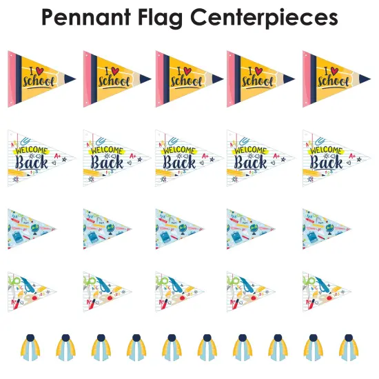 Big Dot of Happiness Back to School - Triangle First Day of School Classroom Decorations Photo Props - Pennant Flag Centerpieces - Set of 20 {7}