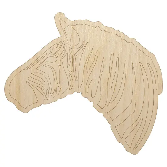 Zebra Head Profile Sketch Unfinished Wood Shape Piece Cutout for DIY Craft Projects {1}