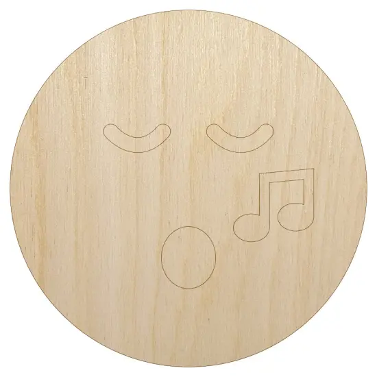 Singing Face Music Emoticon Unfinished Wood Shape Piece Cutout for DIY Craft Projects {7}
