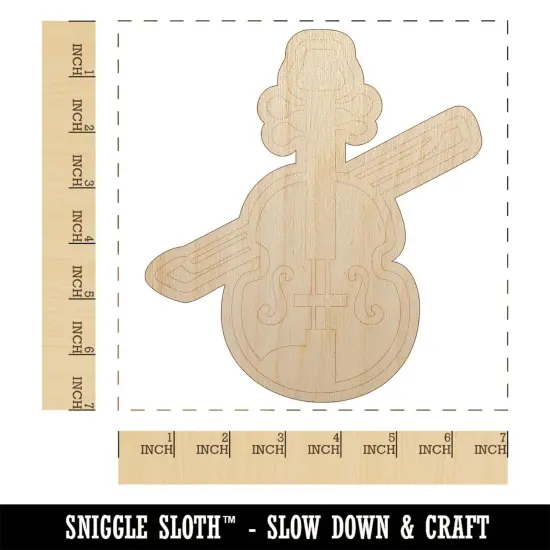 Fun Violin with Bow Icon Unfinished Wood Shape Piece Cutout for DIY Craft Projects {1}