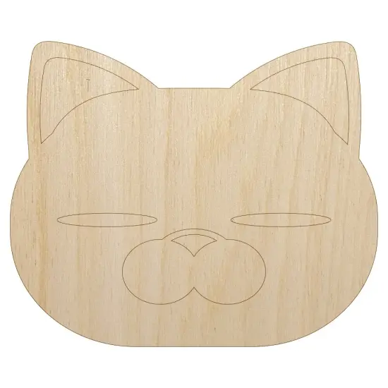 Round Cat Face Tired Unfinished Wood Shape Piece Cutout for DIY Craft Projects {7}