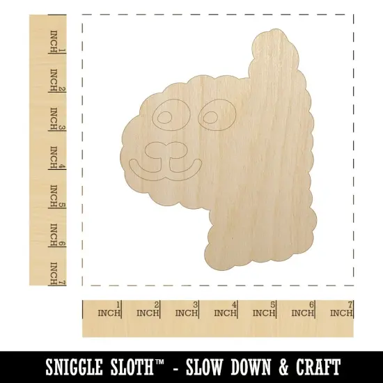Funny Alpaca Face Doodle Unfinished Wood Shape Piece Cutout for DIY Craft Projects {1}