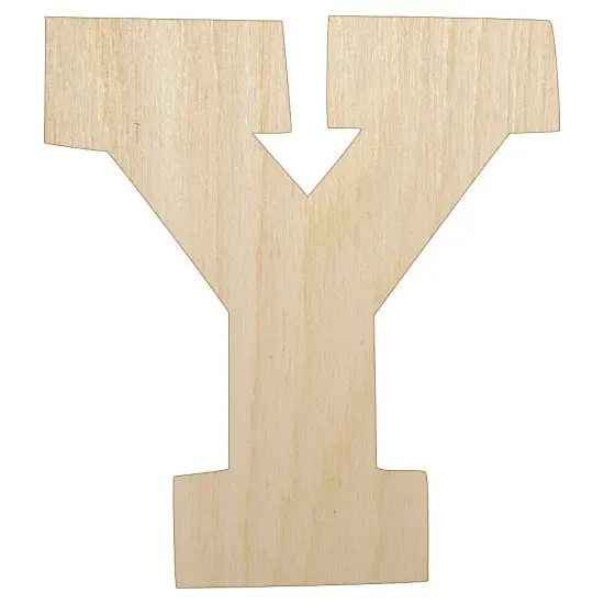 Letter Y Uppercase Fun Bold Font Unfinished Wood Shape Piece Cutout for DIY Craft Projects {1}