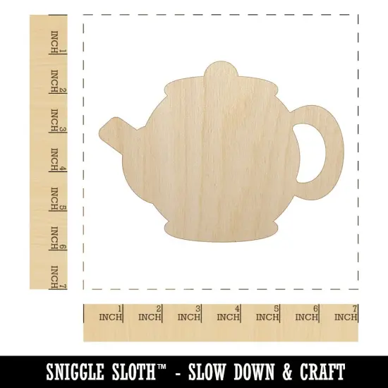 Teapot Kettle Solid Unfinished Wood Shape Piece Cutout for DIY Craft Projects {1}