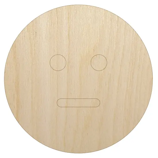 Neutral Face Emoticon Unfinished Wood Shape Piece Cutout for DIY Craft Projects {7}
