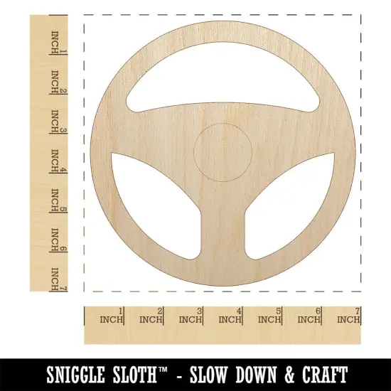 Car Steering Wheel for Driving Unfinished Wood Shape Piece Cutout for DIY Craft Projects {1}
