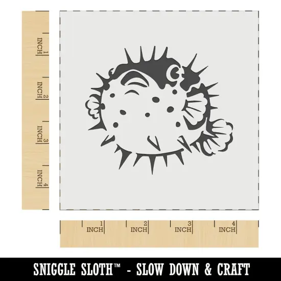 Startled Spiny Puffed Pufferfish Funny Fugu Wall Cookie DIY Craft Reusable Stencil {7}