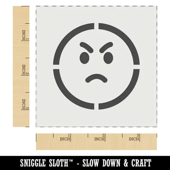 Angry Mad Face Emoticon Wall Cookie DIY Craft Reusable Stencil {6}