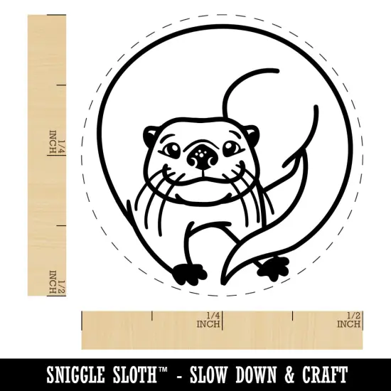 Mischievous River Otter Self-Inking Rubber Stamp for Stamping Crafting Planners Purple {1}