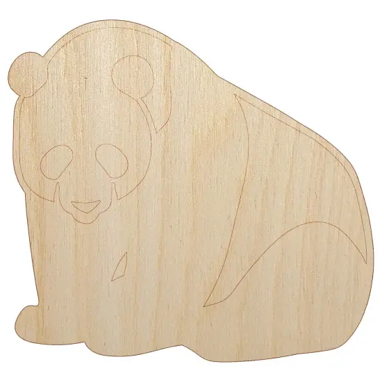 Cute Giant Panda Bear Sitting Unfinished Wood Shape Piece Cutout for DIY Craft Projects {7}