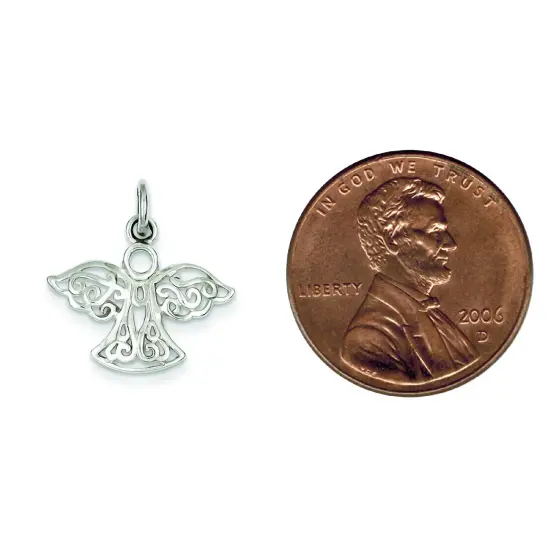 Sterling Silver Filigree Angel Charm Religious Jewelry 20mm L X 20mmW Approx. {2}