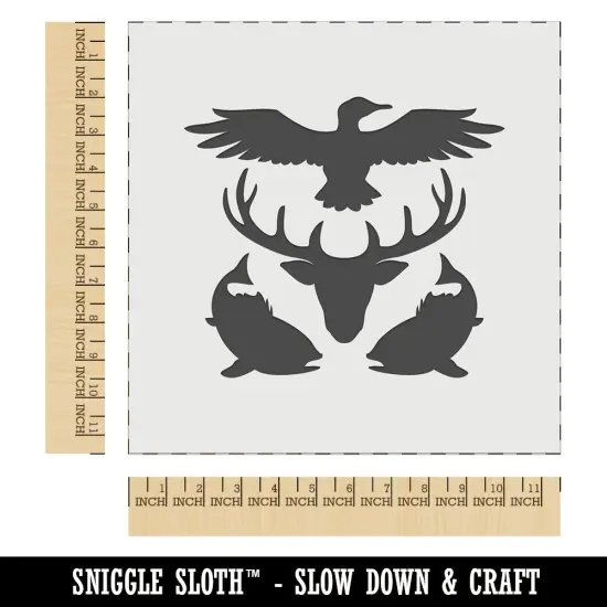 Hunter Deer Fish Duck Hunting Fishing Wall Cookie DIY Craft Reusable Stencil {1}